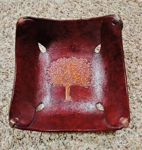 Leather Tree Of Life Catchall Handmade UNICEF - Picture 1 of 6