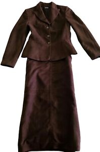 NWOT Kasper Designer Womens Chocolate Brown Lined Skirt Suit Size 4  Long Skirt 