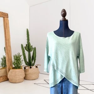Anthropologie Moth Damen M Pointelle Cross Front Pullover Mintgrün - Bild 1 von 10