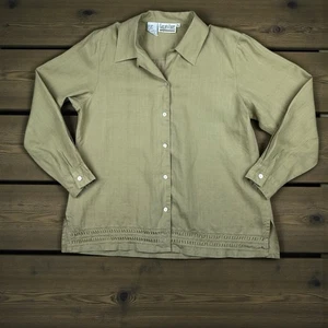 Lagenlook 100% Linen Top Women’s Vintage Made in Macau Short Sleeve Blouse - Picture 1 of 7