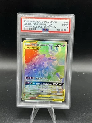 PSA 9 Mint Solgaleo & Lunala GX (Secret) 254/236 Sm-Cosmic Eclipse Holo - Image 1 of 2