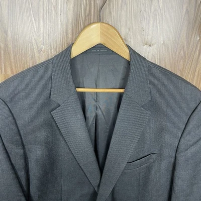 Abrigo deportivo Hugo Boss para hombre 48R delgado gris oscuro microcheck 100 % lana doble ventilación Foto 1 de 4