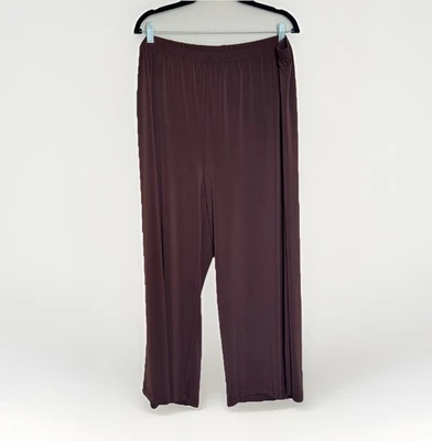 Pantalones artísticos portátiles Bob Mackie para mujer 2XL pierna ancha marrón elástico A13015 Foto 1 de 4