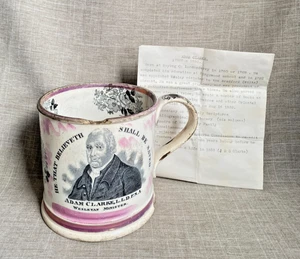 Taza antigua rara c1832 Sunderland rosa Lustreware Pint Ale Scott Adam Clarke - Imagen 1 de 20