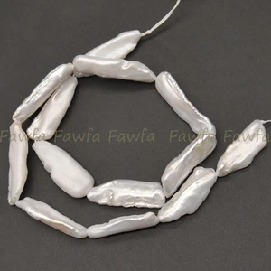 25-30 mm Natürlich Weiß Einzigartig Biwa Lang Barock Süßwasser Perlen Lose Perlen 15 Zoll - Bild 1 von 9