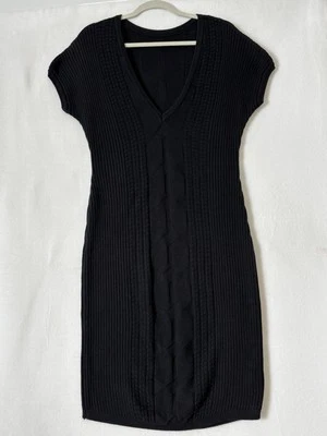  Benetton made in Italy Women’s SZ 44 (12) Black  sleeveless Sweater Midi Dress  - Image 1 of 4