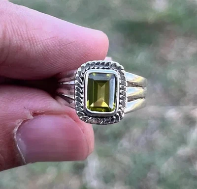 Green Peridot Gemstone 925 Sterling Silver Handmade Ring For Birthday Gift Her,, - Image 1 of 4