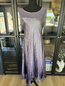 Komarov Kleid Damen XL lila ombre ärmellos Crinkle Maxi Plissee Made USA - Bild 1 von 16