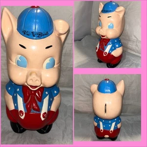 Rare Vintage Chalkware Piggy Bank Antique Pig Coin Bank - Picture 1 of 12
