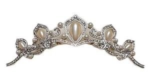 Vintage Y2K 2000 TRIFARI PEARLESSENCE TIARA Silber Kunstperlen Strass Boxed - Bild 1 von 10