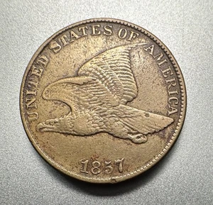 1857  FLYING EAGLE CENT   VF+ DETAILS   #9583 - Picture 1 of 2