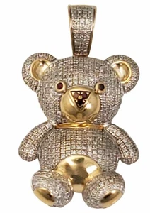 Round Cut Real Moissanite Men's Pendant 14k Yellow Gold Finish - Picture 1 of 2