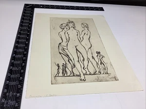 P1-3 Art Paper Etching Photogravure Print Fredrick Taubes Signed Primavera Nude - Picture 1 of 11