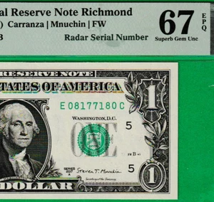 $1 Federal Reserve note ** 08 - 1771 - 80 ** RADAR Serial Numbers - Picture 1 of 3