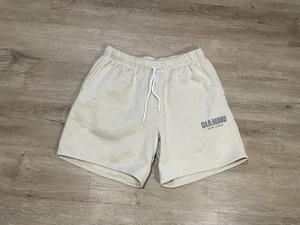 Diamond Supply Sweat Shorts Mens Sz S Beige Pockets Fleece Relaxed DrawString - Picture 1 of 5