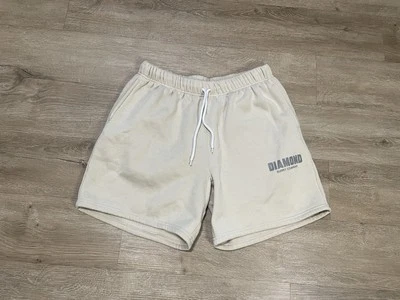 Diamond Supply Sweat Shorts Mens Sz S Beige Pockets Fleece Relaxed DrawString - Image 1 of 4