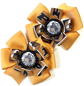 Beautiful Purdue Boilermakers inspired set of pigtail hair bows for girls. - Picture 1 of 2