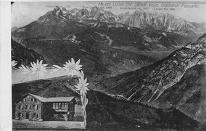 26-39C) CARTOLINA HOTEL LUSIA FASSANE TIMBRO RIFUGIO CONDUTTORE WOLCAN TRENTO - Picture 1 of 2