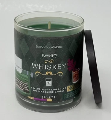 1 BATH & BODY WORKS SWEET WHISKEY SCENTED CANDLE SINGLE WICK 8OZ SOY WAX BLEND - Изображение 1 из 4