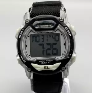 Armitron Pro Sport Watch Men 39mm Black Nylon Band Backlight Alarm Chrono 100M - Picture 1 of 14