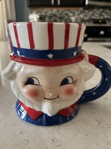 Carnival Cottage Johanna Parker Magenta Uncle Sam Mug 4th of July Patriotic USA - Picture 1 of 10