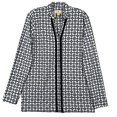 Sport Haley Golf Shirt Women M Black White Pullover Long Sleeve V-neck Geometric - Image 1 of 4