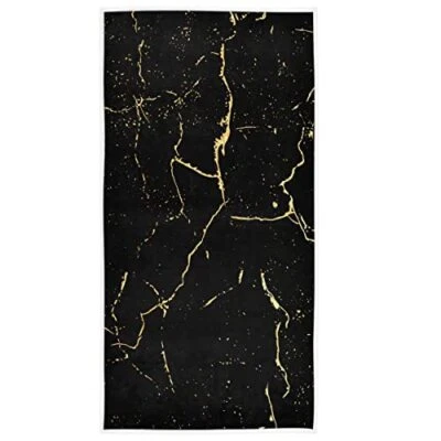  Black Gold Marble Hand Bath Towel Shower Towels Set Tie Dye Black Marble - Image 1 of 4