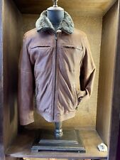 Trapper Men's Brown Leather Jacket, Sandor, Detachable Fur Collar, Size 52