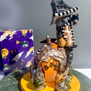 Vtg. Clayworks Halloween Collection 2002 - 9”x 6.5" Bat Cave T-Lite by Blue Sky - Picture 1 of 11