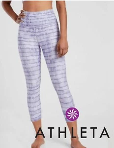 ATHLETA sz M Elation Printed Tahiti Dusk Purple Capri Cropped Leggings - Picture 1 of 4