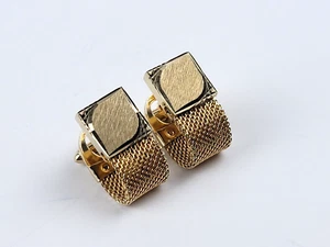 Vintage Anson Gold Tone Mesh Wrap Cuff Links Beveled Diamond Shape pattern - Picture 1 of 7