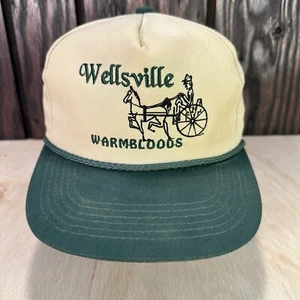 VTG Wellsville Warmbloods Rope Hat Cap Horse Carriage USA Retro 90s Kansas - Picture 1 of 13