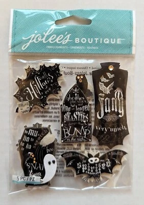 Jolee's Black & White Chalkboard Words Halloween Tombstone Scrapbooking Stickers - Image 1 of 2