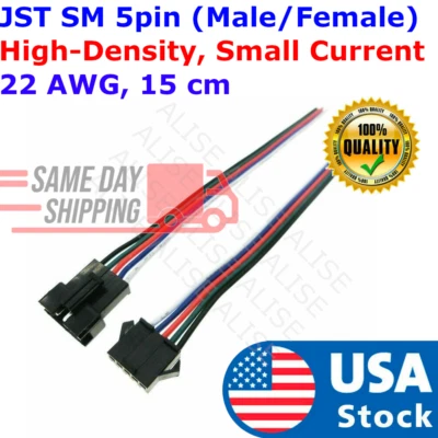 5pin Male And Female 22AWG LED Strip Wire JST SM Plug Connector with tracking - Image 1 of 4