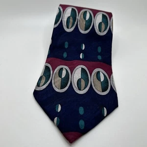 Park Avenue Necktie Hand Made Italian Silk Geometric Pattern Tie Blue Suave - Picture 1 of 6