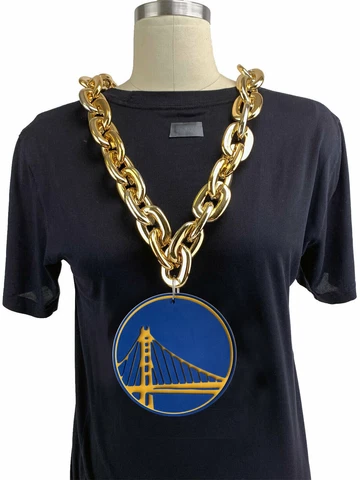 New NBA Golden State Warriors GOLD Fan Chain Big Necklace Foam Cover