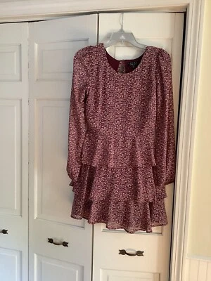 Vestido Trixxi Feminino Tamanho S Floral Ameixa Babado Manga Transparente Recortado NOVO sem TAG - Imagem 1 de 3