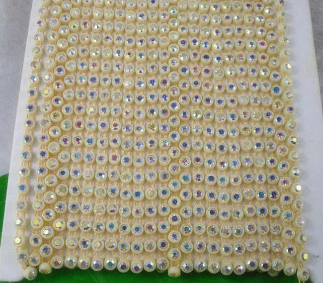 SS12 3mm Grado A Cristal AB Diamantes de imitación Bandas Ajuste Cadena 10 Yardas Foto 1 de 4