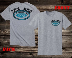 Hot Rod Tee T Shirt Race Racing Front Back Dover Drag Strip 1972 Checkered Flag - Picture 1 of 9