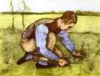 van gogh A4 photo boy cutting grass with a sickle 1881