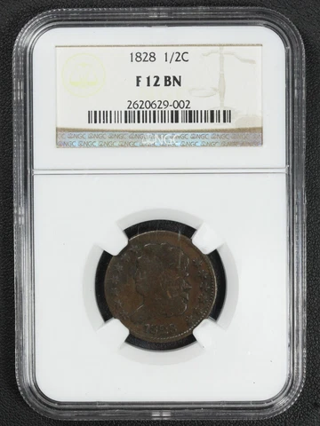 1828 Classic Head Copper Half Cent NGC F 12 BN Cover