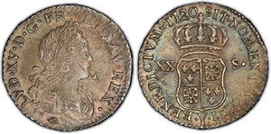 1720-Y 20 SOL PCGS AU 58 FRANCE ( THE ONLY EXAMPLE GRADED BY PCGS IN ALL GRADE ) - Picture 1 of 4