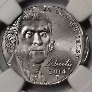 2014 NGC MS62 Struck On 4.16 Gram Elliptical Clip Nickel Mint Error Super Rare - Picture 1 of 4