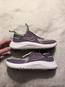 Nike Flex Plus Slip On Sneaker Size 3.5Y Canyon Purple/Bronze CW7415-502 READ