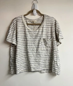 Camiseta Chelsea y Violeta Mujer Manga Corta Beige Rayas Elastizada Bolsillo Talla L - Imagen 1 de 5