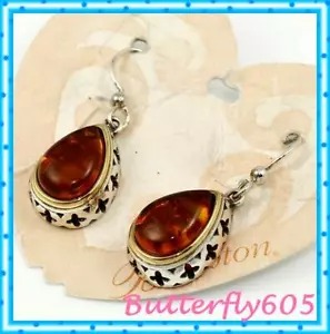 Brighton Bernstein Amber French Wire Earrings NWT $68 - Picture 1 of 2