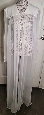 ADONNA White Nightgown Robe Bridal Peignoir Lace Strappy Large NWT VTG Angel - Image 1 of 4