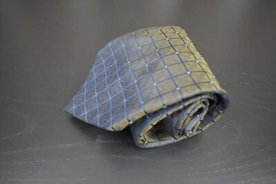 Claiborne Tie Blue Gold Geometric Design Pattern Silk Classic Mens - Imagem 1 de 4