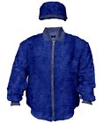 Blue Real Persian Lamb Fur bomber Sports Baseball Jacket coat All sizes