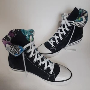 Coach Sneaker Schuhe Bonney Canvas High Top Fold Over Schmetterlinge Größe 7,5B - Bild 1 von 8